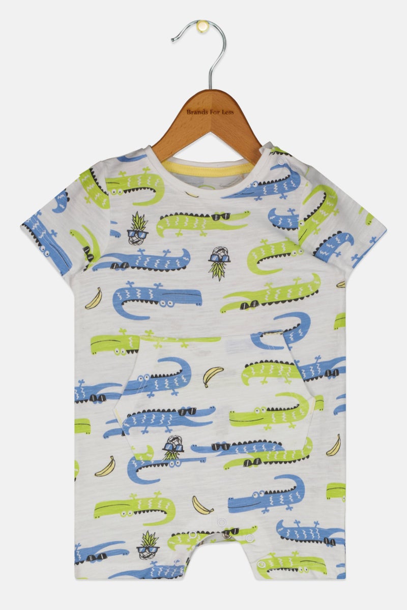 Cool Club بدلة أطفال أولاد بأكمام قصيرة وطباعة شاملة، مجموعة بيضاء - Image 1