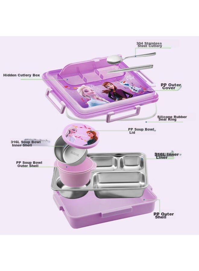 Tafuco Taiao Lilfant 316 Stainless Steel Children's Lunch Box, 5 Compartments With Soup Bowl, 1.5l, For Primary School Students, Fzii8021 - Image 3