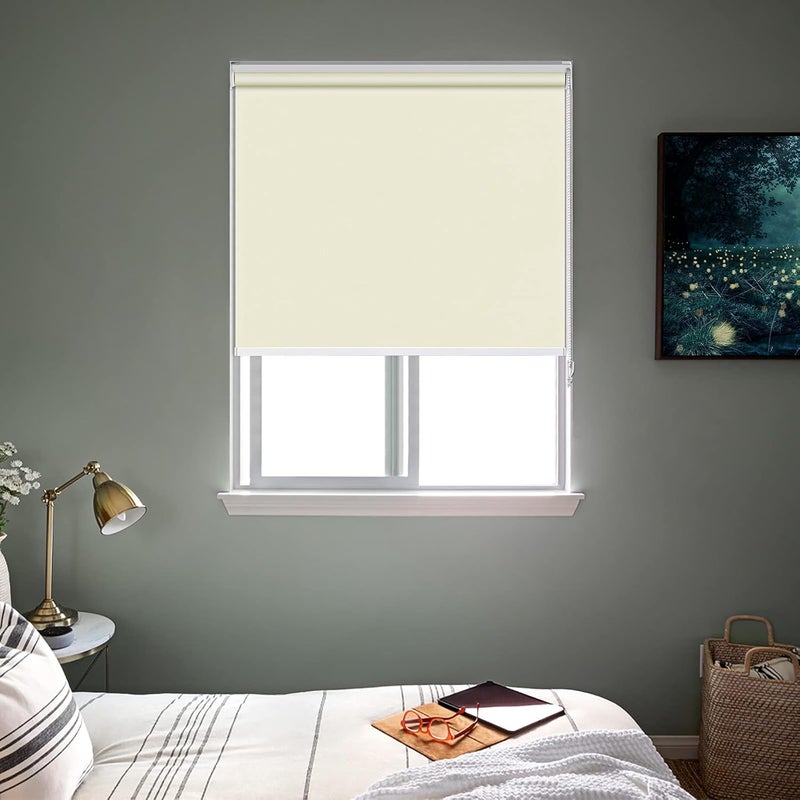 Colornest 100 Blackout Roller Blinds for Windows 44 Inch W X 48 Inch L RollUp Shades Sun UV Protection for Home Office Beige Heavy Duty in 38 MM Pole - Image 2