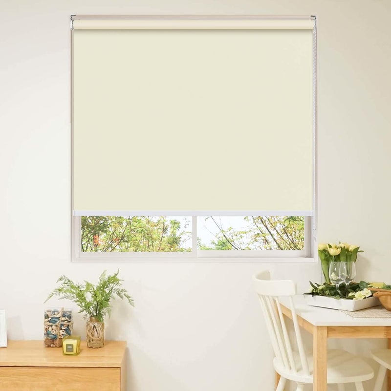 Colornest 100 Blackout Roller Blinds for Windows 44 Inch W X 48 Inch L RollUp Shades Sun UV Protection for Home Office Beige Heavy Duty in 38 MM Pole - Image 1