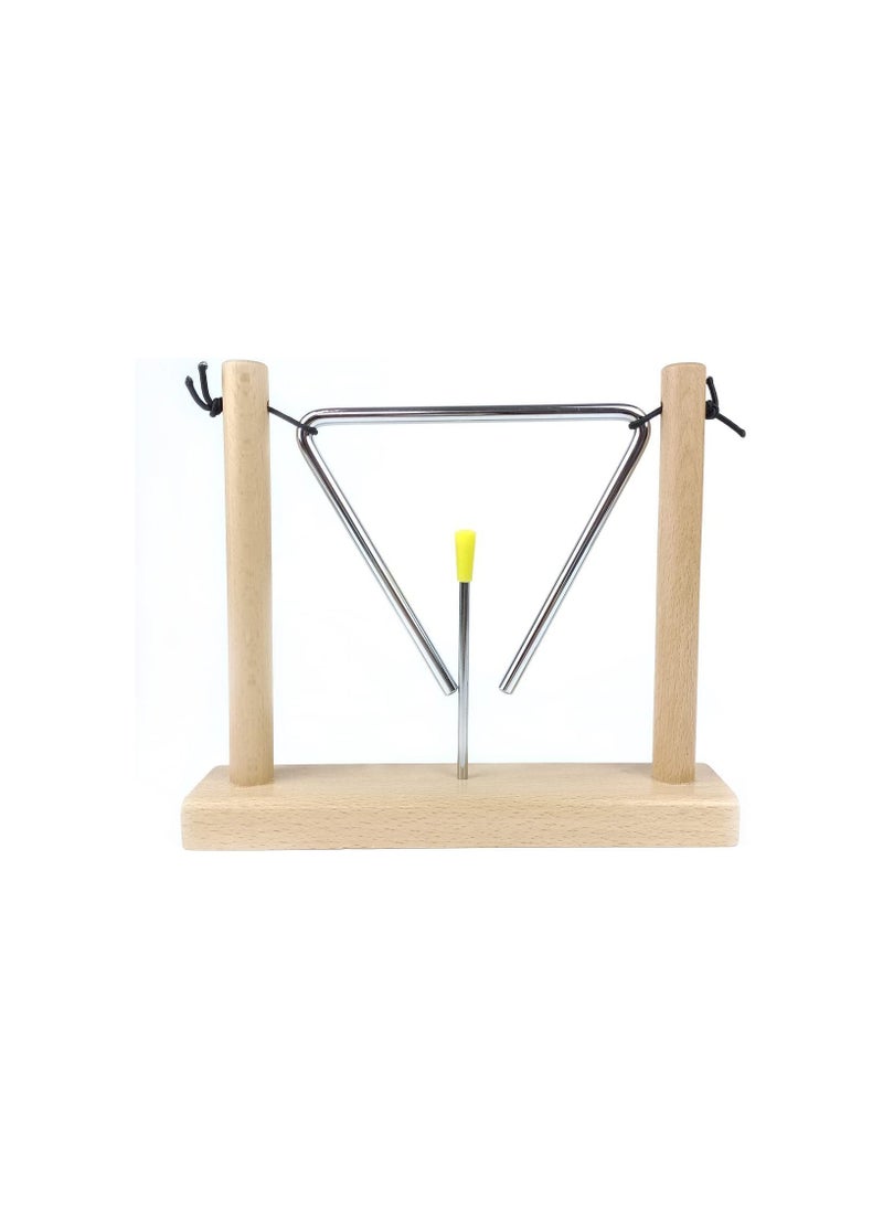 Megarya LOONELO Musical Triangle Instruments with Striker and Wooden Stand,Hand Percussion Triangles Musical Instrument for Kids Children Music Enlightenment (wood-1)  - Image 1