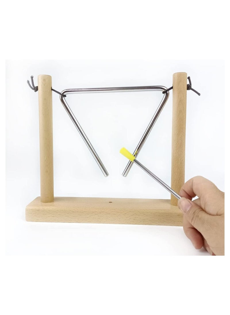 Megarya LOONELO Musical Triangle Instruments with Striker and Wooden Stand,Hand Percussion Triangles Musical Instrument for Kids Children Music Enlightenment (wood-1)  - Image 5