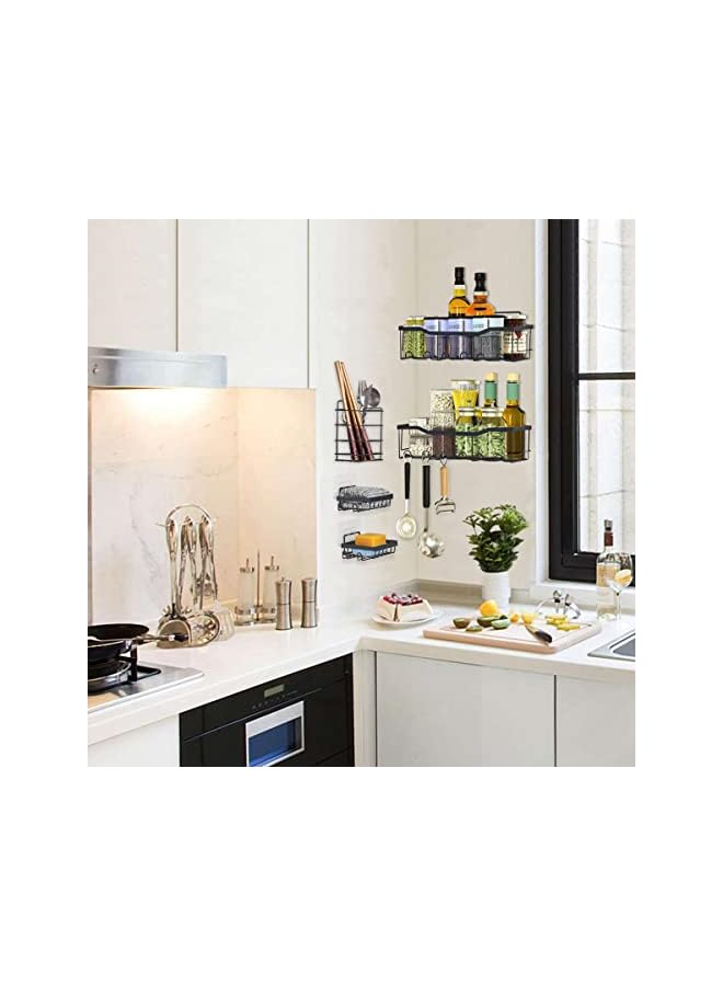 PROMASS Shower Caddy 5-Pack Shower Shelves Self Adhesive Shower Organizer with Soap Dishes and Hooks No Drilling Wall Mount Bathroom Shower Shelves Shower Storage Accessories (5 Pack, Black) - Image 5