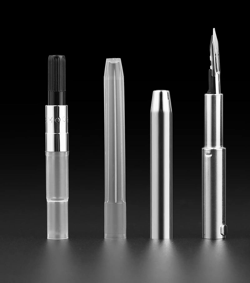 erofa Majohn A1 Press Fountain Pen with Box, Retractable Extra Fine Nib Metal Vivid Black Ink Pen with Converter for Writing (No Clip Version) - Image 4