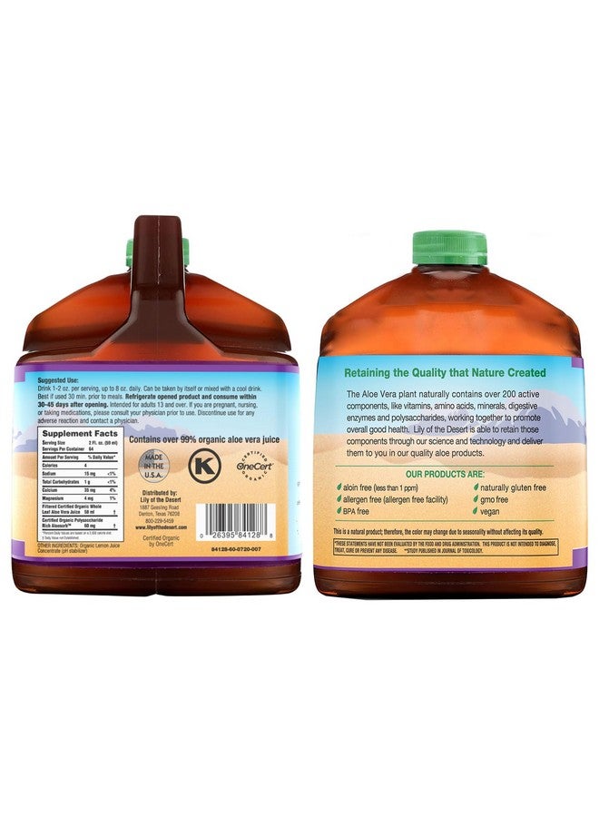 Lily Of the Desert Lily of the Desert Aloe Vera Juice Preservative Free, Whole Leaf Filtered Aloe Vera Drink 128 Fl Oz with Cup  - Image 2