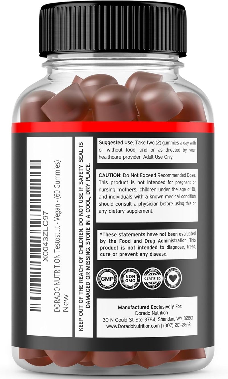 DORADO NUTRITION جواهر التستوستيرون للرجال 60 حبة مكمل التستوستيرون للرجال معزز اختبار متميز دعم القوة والقدرة على التحمل والدافع والأداء مختبر من طرف ثالث غير معدل وراثيًا نباتي آمن صنع في الولايات المتحدة - Image 3