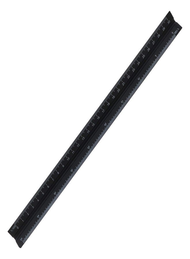 SING F LTD Triangular Scale Ruler 30cm Black Aluminum Alloy Metric Ruler 1:20 1:25 1:50 1:75 1:100 1:150 for Architect Drafting Engineer Measuring Tools - Image 1