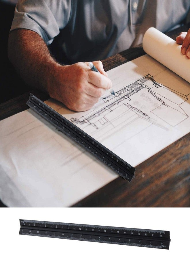 SING F LTD Triangular Scale Ruler 30cm Black Aluminum Alloy Metric Ruler 1:20 1:25 1:50 1:75 1:100 1:150 for Architect Drafting Engineer Measuring Tools - Image 5