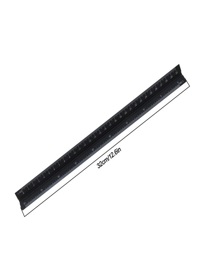 SING F LTD Triangular Scale Ruler 30cm Black Aluminum Alloy Metric Ruler 1:20 1:25 1:50 1:75 1:100 1:150 for Architect Drafting Engineer Measuring Tools - Image 3
