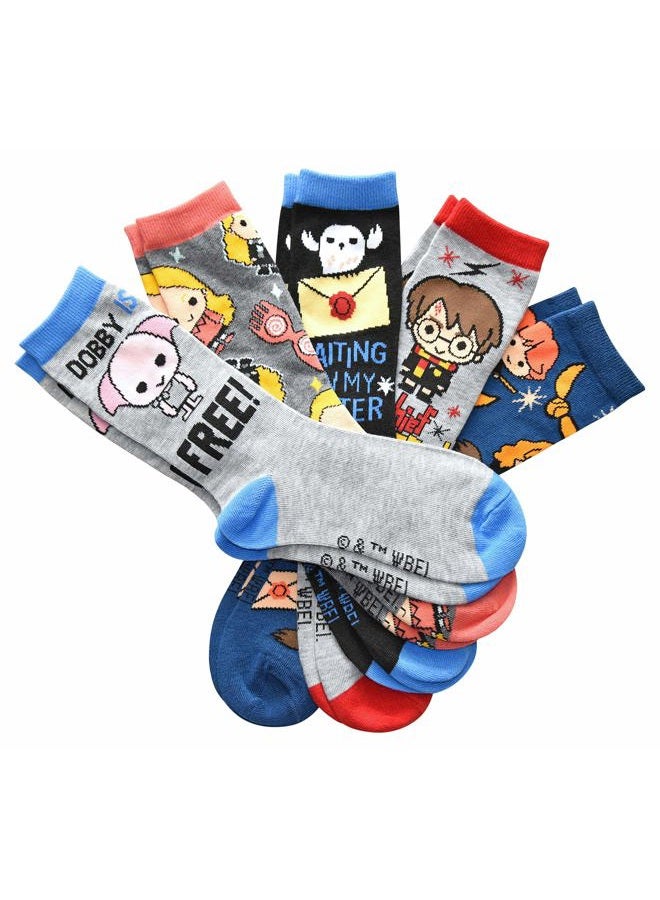 Harry Potter Dobby Luna Lovegood Hedwig Juniors/Ladies 5 Pack Crew Socks Size 4-10 - Image 2