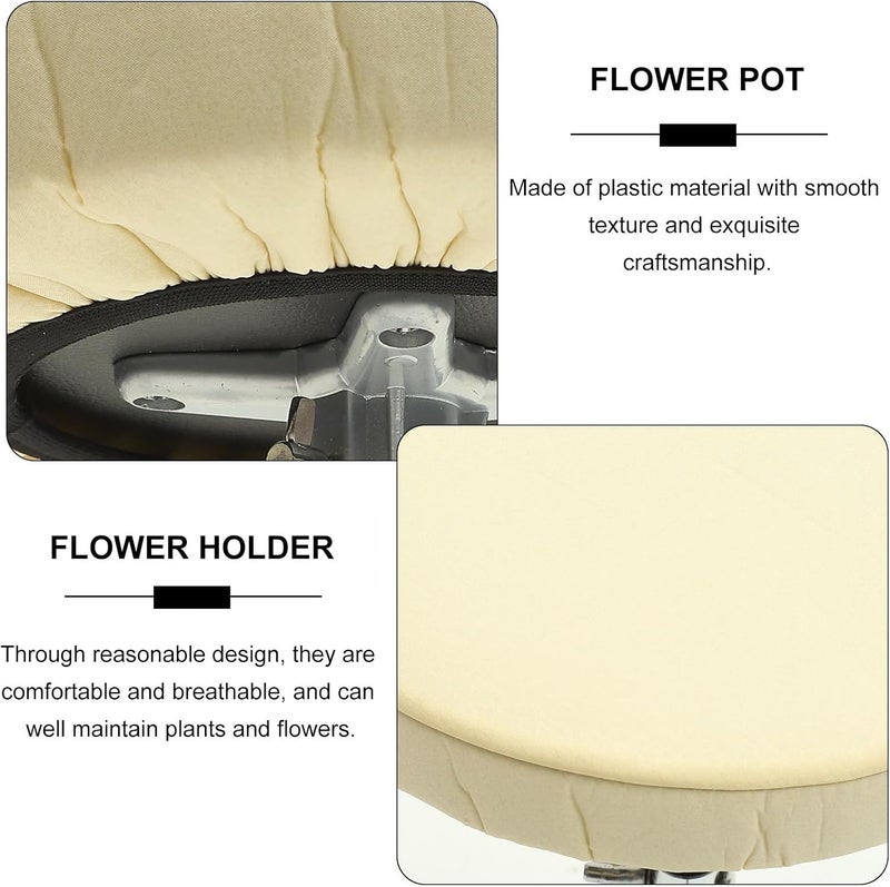Milisten Stool Cover Beige Fabric Elastic Stretch Barstool Protector for 30cm Diameter Chair Seat, Removable Dining Chair Slipcover for Home and Bar Use - Image 3