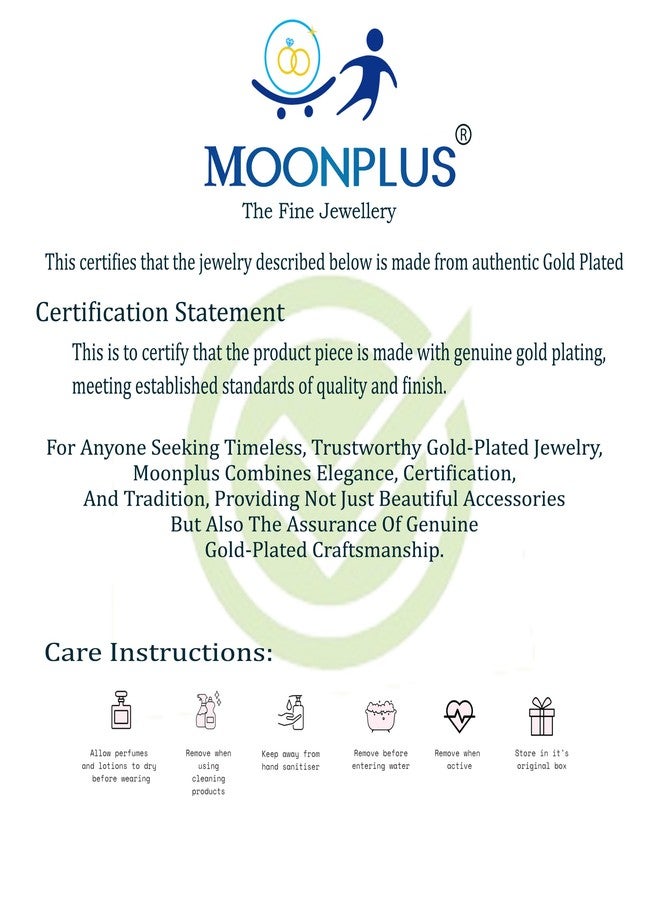 MOONPLUS مجوهرات مون بلس المطلية بالذهب، مستوحاة من رقصات بهاراتاناتيام وكوتشيبودي الكلاسيكية | عقد طويل | حبل قابل للتعديل في الجزء الخلفي من السلسلة | أتيكاي تقليدي للنساء والفتيات - Image 5