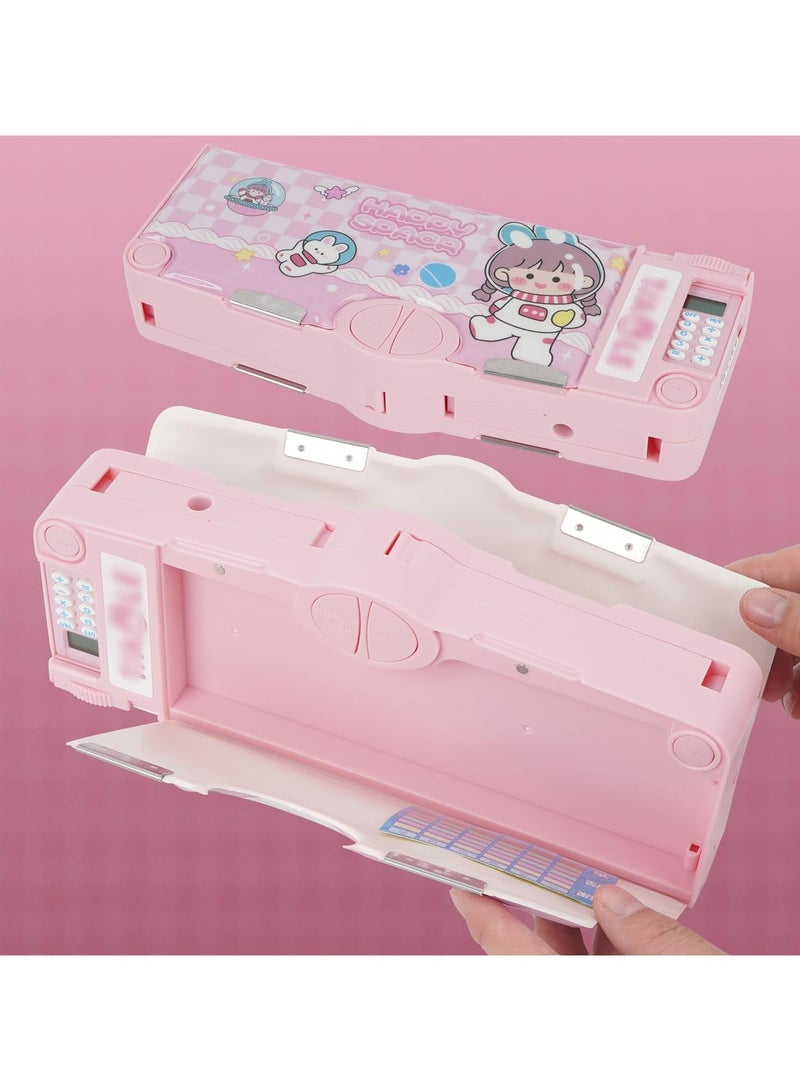 Loquat 【Upgrade】 Pop-Up Multifunctional Pencil Case Cute Cartoon Pencil Case Organiser Stationery with Calculator, School Supplies - Image 5