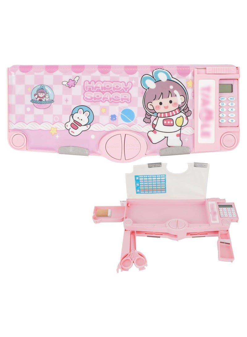 Loquat 【Upgrade】 Pop-Up Multifunctional Pencil Case Cute Cartoon Pencil Case Organiser Stationery with Calculator, School Supplies - Image 1