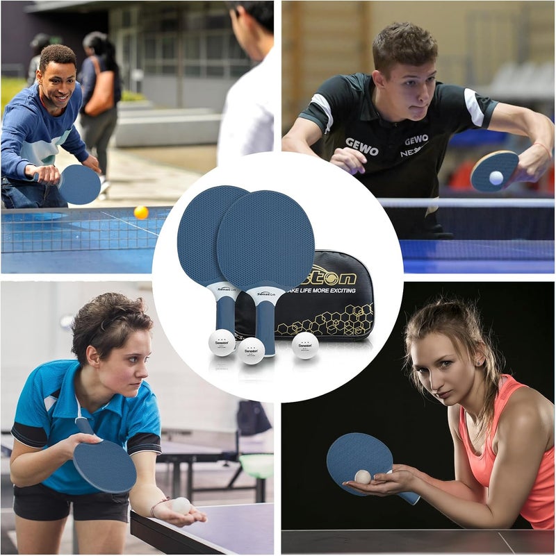 Senston Table Tennis Rackets Set,Professional Ping Pong Paddle Set for 4 Players, Composite Rubber Table Tennis Paddles, Indoor or Outdoor Games. - Image 5