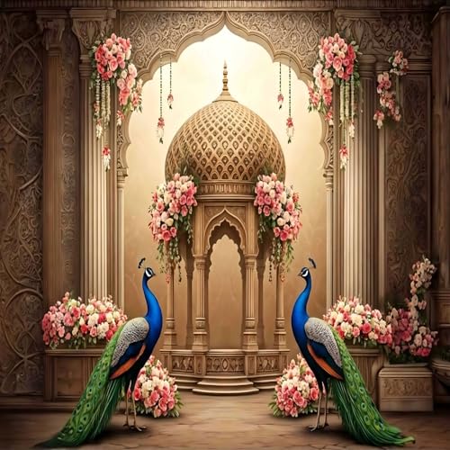 Backdropon Peacock Tapestry Large Floral Peacocks Backdrop Wall Hanging for Bedroom Flower Bird Tapestries Wall Decor for Home Office Dorm Living Room Size 8 Feet Height and 8 Feet Width(8 * 8) - Image 2
