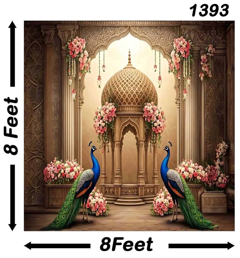 Backdropon Peacock Tapestry Large Floral Peacocks Backdrop Wall Hanging for Bedroom Flower Bird Tapestries Wall Decor for Home Office Dorm Living Room Size 8 Feet Height and 8 Feet Width(8 * 8) - Image 3