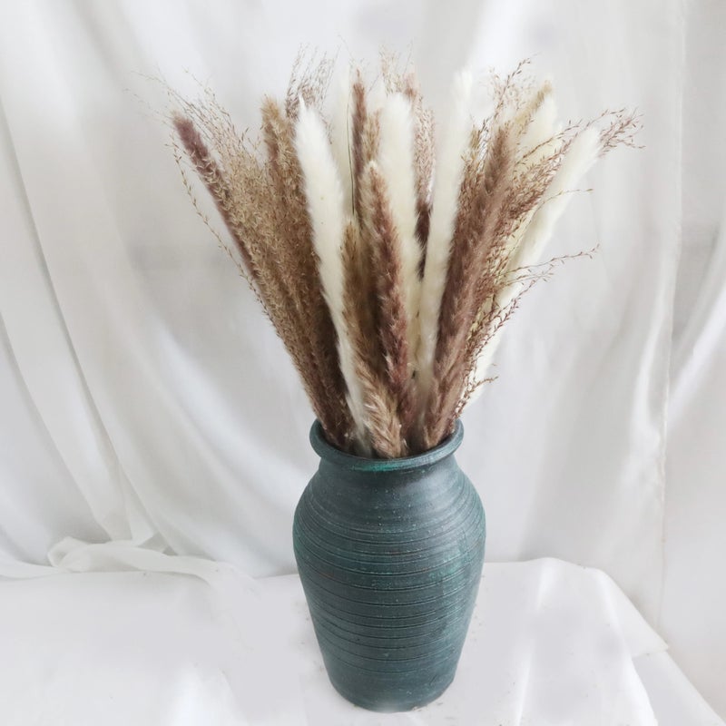 Bluejw H05182 Boho Wedding Decor: Natural Dried Palm Leaves, Bunny Tail Grass, Pampas Grass Floral Bouquet - Dried Plants for Home & Events - Image 1