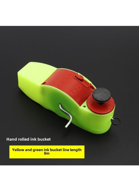 Bamboo Ink Bucket Plastic Ink Bucket Dragon Pattern Ink Bucket Automatic Woodworking Line Drawing Manual Spring And Release Line Carpenter Tool Self-rolling Ink Cartridge-Model:Hand-rolled Yellow-green Ink Fountain