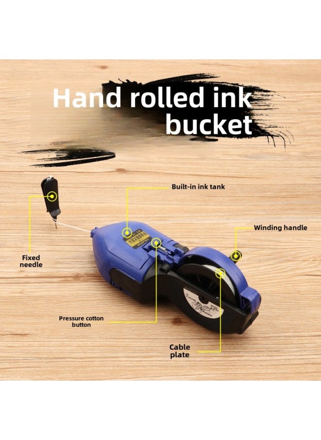 Generic - Bamboo Ink Bucket Plastic Ink Bucket Dragon Pattern Ink Bucket Automatic Woodworking Line Drawing Manual Spring And Release Line Carpenter Tool Self-rolling Ink Cartridge-Model:Hand-rolled Yellow-green Ink Fountain - Image 1