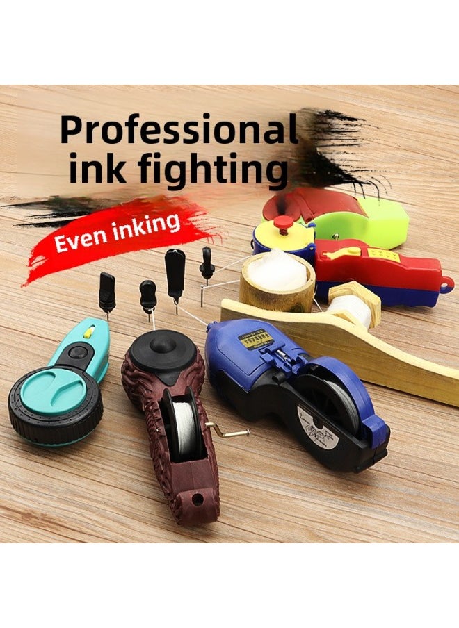 Generic - Bamboo Ink Bucket Plastic Ink Bucket Dragon Pattern Ink Bucket Automatic Woodworking Line Drawing Manual Spring And Release Line Carpenter Tool Self-rolling Ink Cartridge-Model:Hand-rolled Yellow-green Ink Fountain - Image 1