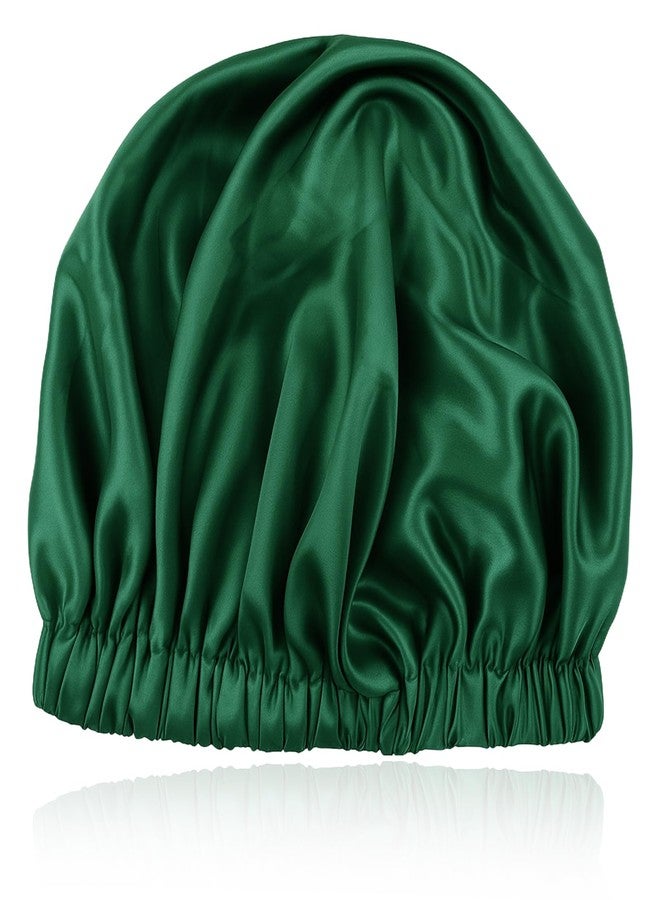 Brvlsoc Green Reusable Waterproof Shower Cap for Women – Large Washable Bonnet with Elastic Band, Stylish Bath Hair Hat for Long, Curly, or Braided Hair - Image 1