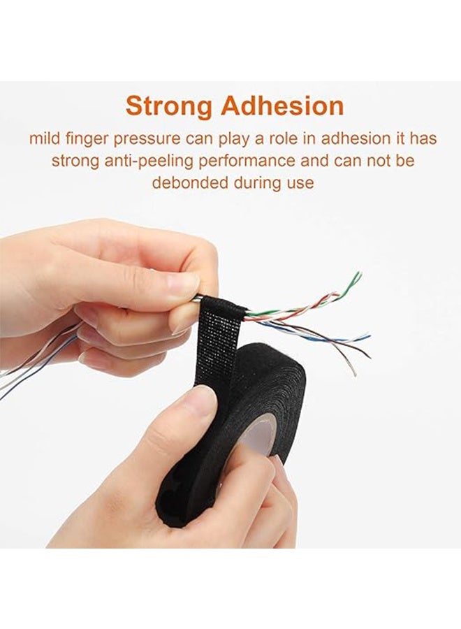 واي جيه 1 بوصة × 32.8 قدم سلك تسخير القماش الشريط الأسلاك تسخير السيارات القماش الشريط الضوضاء التخميد الحرارة دليل على النسيج لاصق الشريط للسيارات الكهربائية التفاف حماية كابل العزل ثابت 2 لفات - Image 5