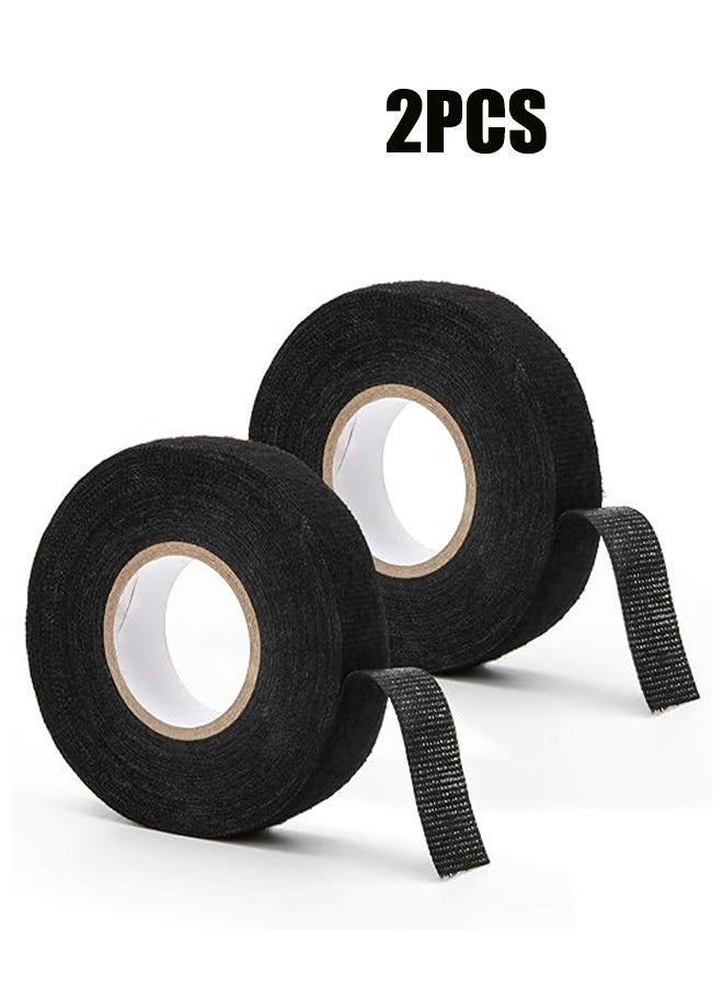 واي جيه 1 بوصة × 32.8 قدم سلك تسخير القماش الشريط الأسلاك تسخير السيارات القماش الشريط الضوضاء التخميد الحرارة دليل على النسيج لاصق الشريط للسيارات الكهربائية التفاف حماية كابل العزل ثابت 2 لفات - Image 1