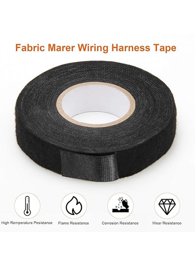 واي جيه 1 بوصة × 32.8 قدم سلك تسخير القماش الشريط الأسلاك تسخير السيارات القماش الشريط الضوضاء التخميد الحرارة دليل على النسيج لاصق الشريط للسيارات الكهربائية التفاف حماية كابل العزل ثابت 2 لفات - Image 3