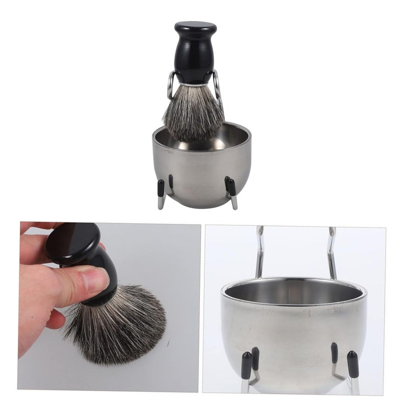 مجموعة حلاقة ميبكيس الرطبة مع وعاء حامل وفرشاة ومقبض للرجال للحلاقة التقليدية - Image 4