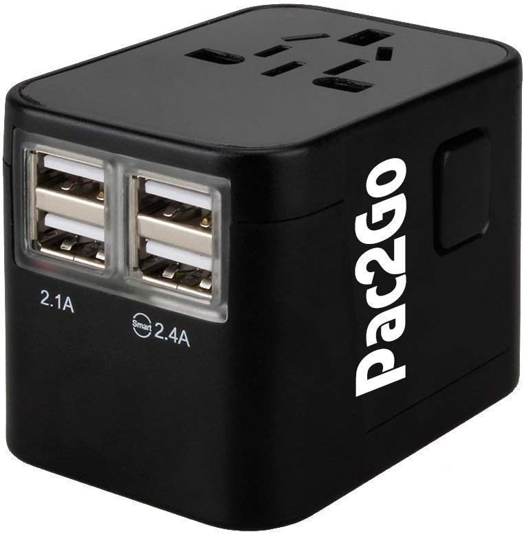 محول سفر عام Pac2Go مع شاحن USB رباعي - منافذ USB للشحن السريع - 4 × USB - Image 2