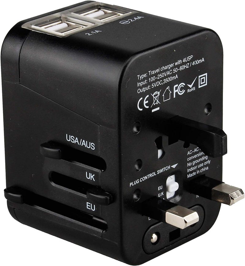 محول سفر عام Pac2Go مع شاحن USB رباعي - منافذ USB للشحن السريع - 4 × USB - Image 3