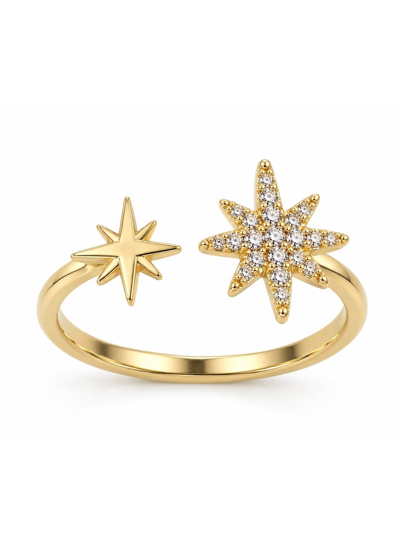 3Diamonds Gold Plated Starburst Zircon Open Ring for Women - Image 3