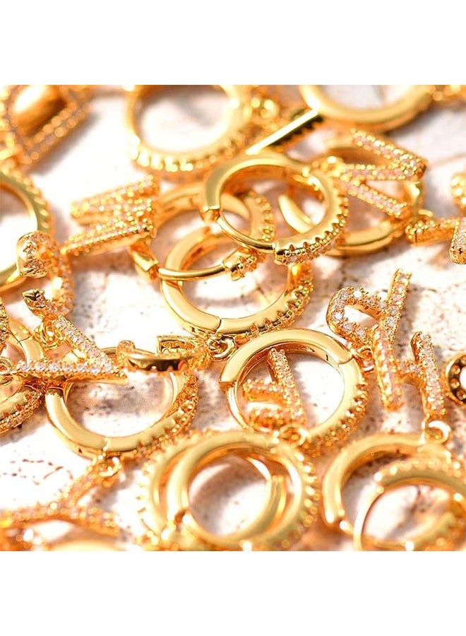 Mevecco Women Huggie Hoop Earrings Gold Initial A-Z Dangle Drop Cubic Zirconia 14K Gold Filled Small Simple Hypoallergenic Personalized Jewelry - 26 Letters - Image 5