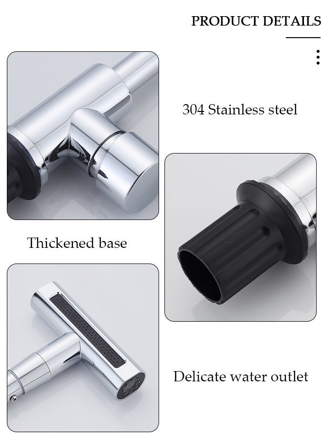 DUNISO 4 in 1 Stainless Steel Kitchen Faucet with 360° Rotating Water Outlet  Vintage Single Handle Kitchen Sink Faucet High Arc Multifunction Kitchen Faucet Classic Style Fashion-forward Built to Last - Image 3