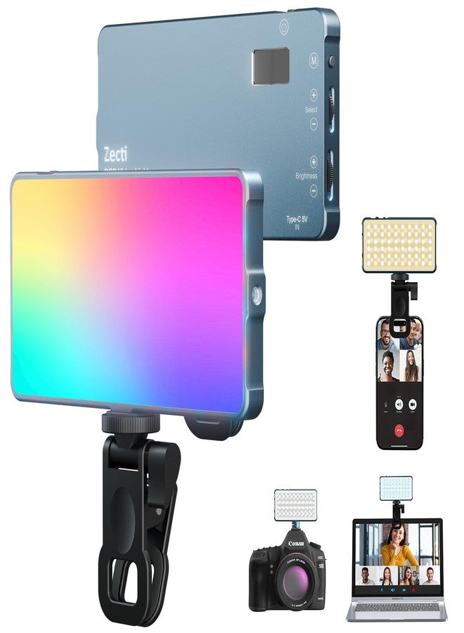 Zecti Selfie Light, 96 LED Phone Light with Metal Hotshoe & Clip, 1500mAh Rechargeable 360° Full Color 21 Scenes RGB Video Light for Phones, iPhone, Laptops, Cameras, Selfie, Video Conference, TikTok - Image 1