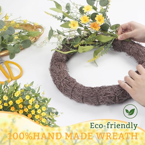 lOKEISNA Summer Wreaths for Front Door, 24" Yellow Daisy Wreaths for Front Door Window Wall Wedding Farmhouse Festival Decor, Handmade Artificial Spring Summer Wreath for Home Decoration - Image 4