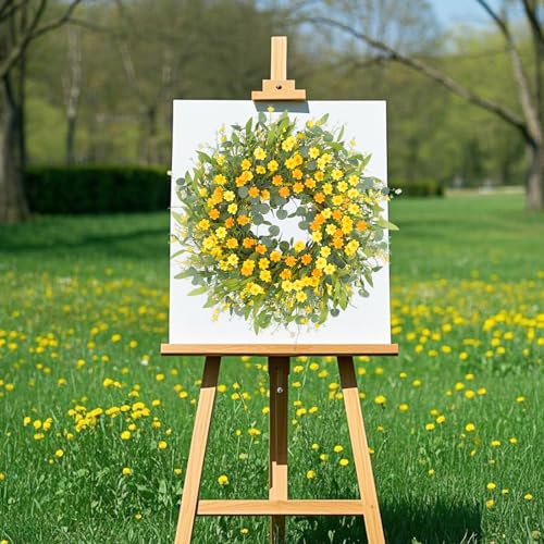 lOKEISNA Summer Wreaths for Front Door, 24" Yellow Daisy Wreaths for Front Door Window Wall Wedding Farmhouse Festival Decor, Handmade Artificial Spring Summer Wreath for Home Decoration - Image 3