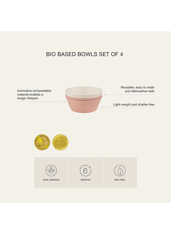 Citron Set of 4 Unbreakable Bowls 100% Organic, Reusable, Biodegradable, Environment Friendly And Unbreakable - Pink/Cream