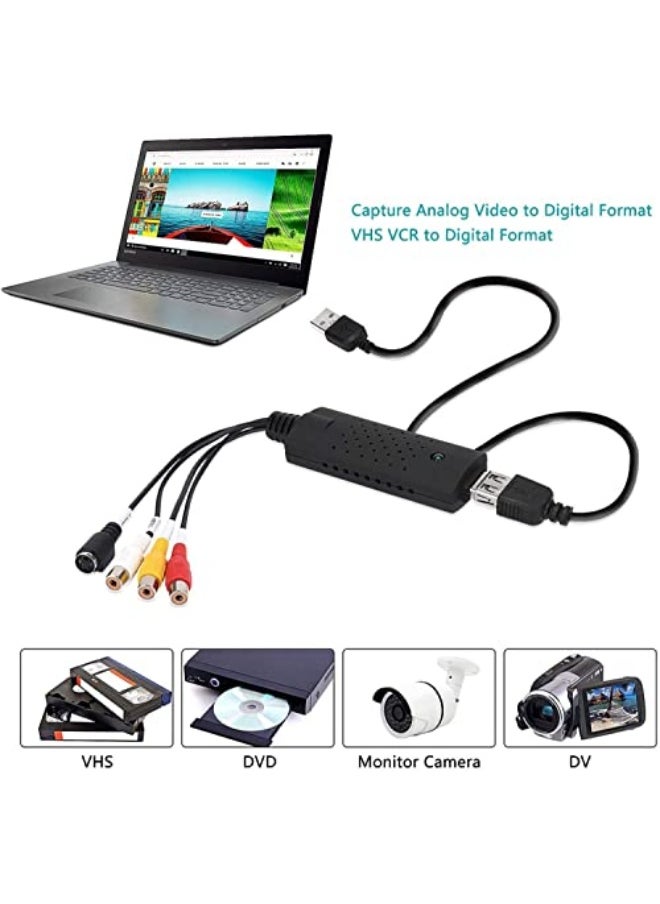 Generic محول صوت وفيديو USB في اتش اس الى رقمي بطاقة التقاط الفيديو رقمنة من التناظري VCR VHS DVD ويندوز 7 8 10 كاست ويف عدد المنافذ: 2  - Image 2