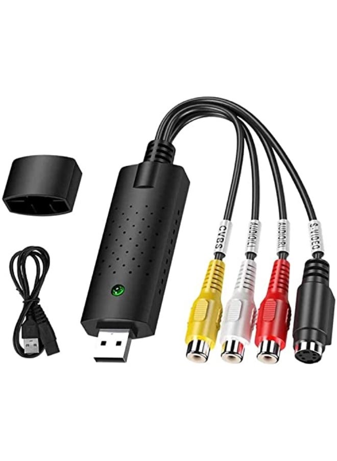 Generic محول صوت وفيديو USB في اتش اس الى رقمي بطاقة التقاط الفيديو رقمنة من التناظري VCR VHS DVD ويندوز 7 8 10 كاست ويف عدد المنافذ: 2  - Image 1