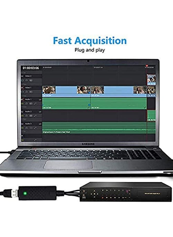 Generic محول صوت وفيديو USB في اتش اس الى رقمي بطاقة التقاط الفيديو رقمنة من التناظري VCR VHS DVD ويندوز 7 8 10 كاست ويف عدد المنافذ: 2  - Image 4