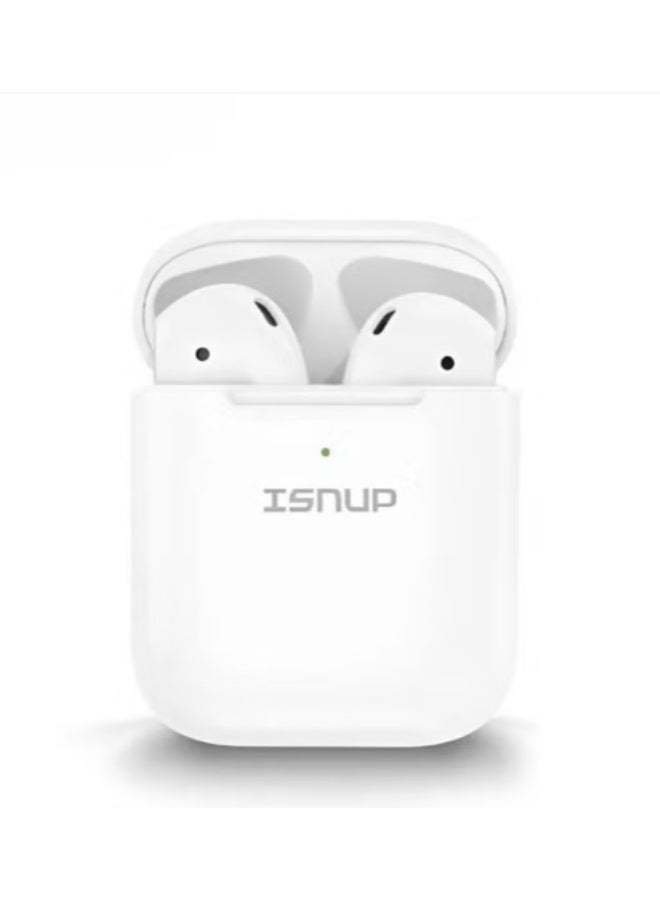 ISNUP Wireless Bluetooth Earbuds Model 700234, White Color, Bluetooth 5.3, Wireless Charging Case, Noise Isolation, Touch Control, Compatible with iPhone, Samsung & Huawei - Image 1