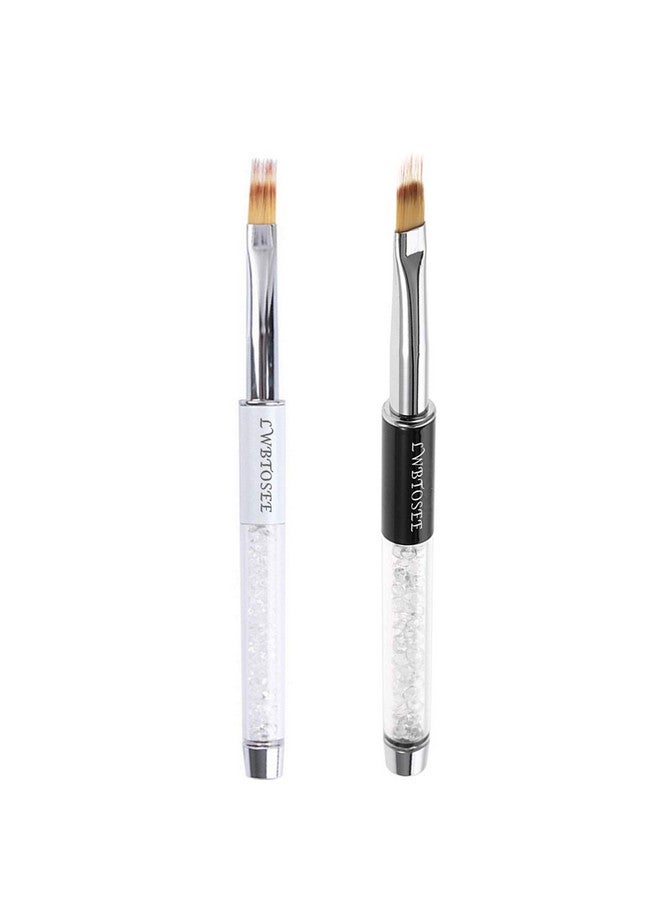 LWBTOSEE 2pcs Ombre Nail Brush for Nail Art Gradient Painting Rhinestone Handle Drawing UV Gel Pen Manicure Nail Art Brush Tool (Black&White) - Image 1