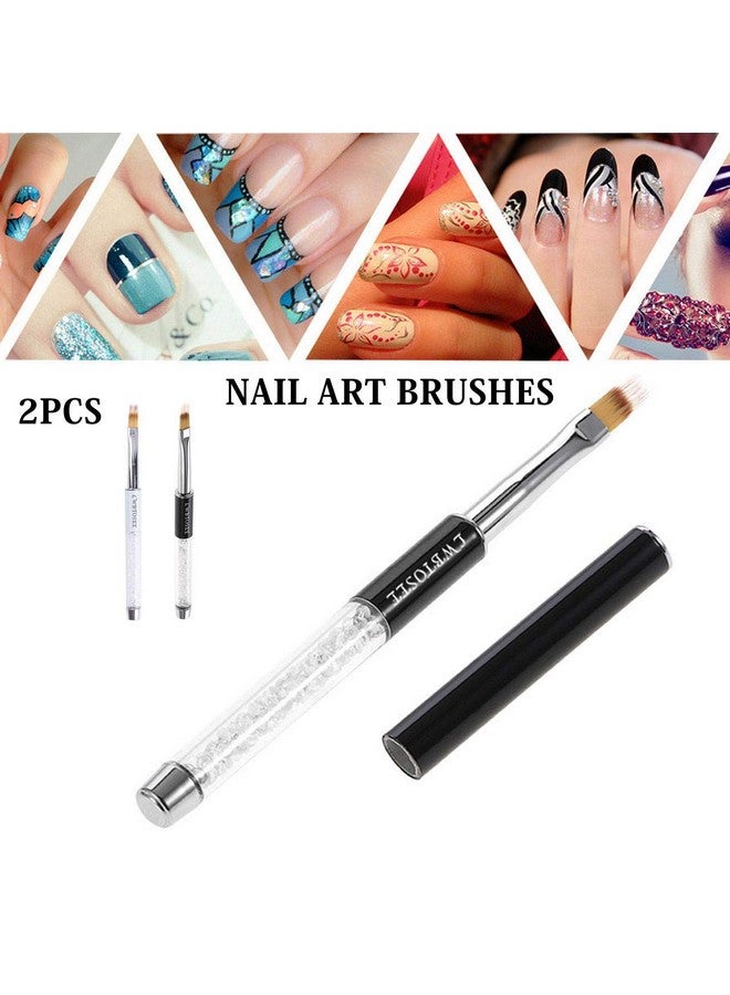 LWBTOSEE 2pcs Ombre Nail Brush for Nail Art Gradient Painting Rhinestone Handle Drawing UV Gel Pen Manicure Nail Art Brush Tool (Black&White) - Image 3