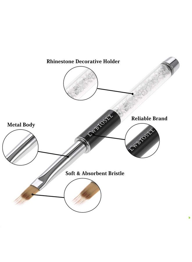LWBTOSEE 2pcs Ombre Nail Brush for Nail Art Gradient Painting Rhinestone Handle Drawing UV Gel Pen Manicure Nail Art Brush Tool (Black&White) - Image 5