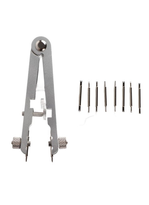 6825 Spring Bar Plier Tool Set Watch Repair Tool 8 Tips Pins Adjust Spring Bar Tweezer Repair Watchband Watchmaker Replace Removing Chain Tool (Silver)