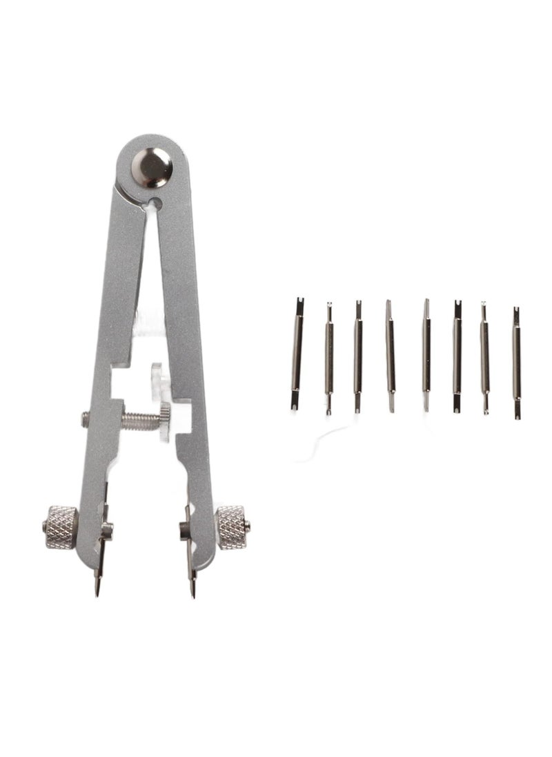 Generic - 6825 Spring Bar Plier Tool Set Watch Repair Tool 8 Tips Pins Adjust Spring Bar Tweezer Repair Watchband Watchmaker Replace Removing Chain Tool (Silver) - Image 1
