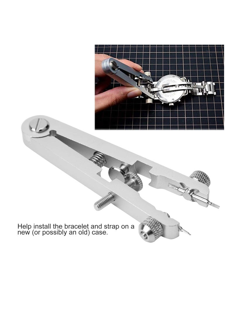 Generic - 6825 Spring Bar Plier Tool Set Watch Repair Tool 8 Tips Pins Adjust Spring Bar Tweezer Repair Watchband Watchmaker Replace Removing Chain Tool (Silver) - Image 1