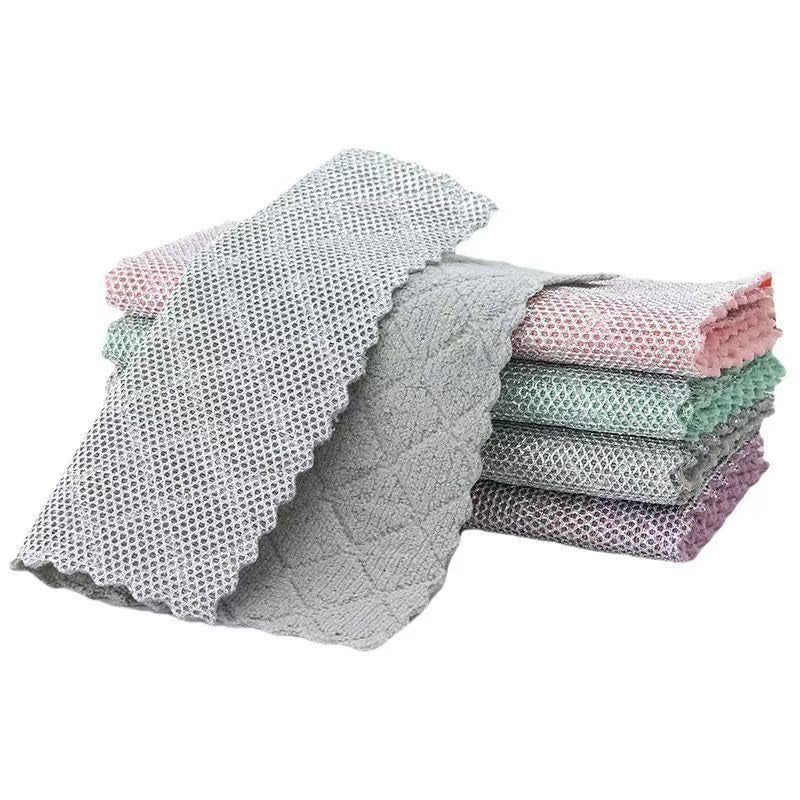 SHARK WAVE SHARKWAVE Non-Scratch Microfiber Double-Sided Dish Wash Cloth, Steel Wire Dish Cloth, Wire Dishwashing Rags Stainless Steel Scrubber Wire Dishcloth for Washing Dishes Counters 5 Pcs 20cm x 20cm - Image 1